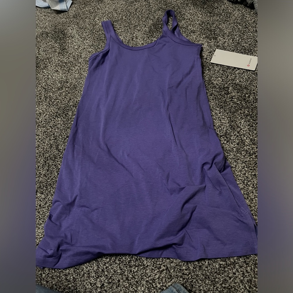 New Lululemon Purple Classic Fit Cotton Blend Scoop Neck Sleeveless Dress 6